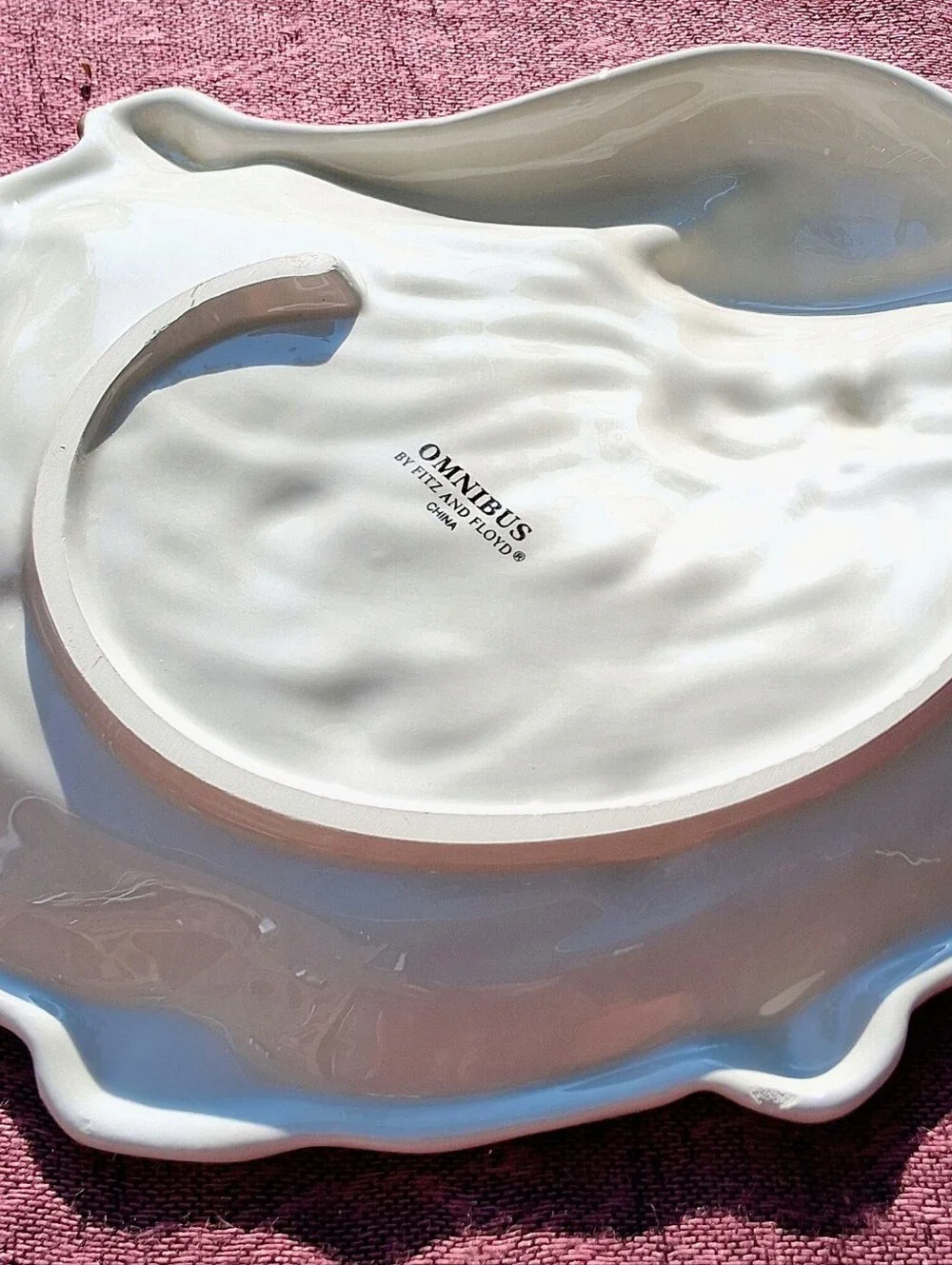 Fitz and Floyd Ceramic Santa Face Serving Platter - Red, White, Gold